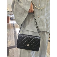 Chanel bag WOC lambskin silver