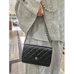 Chanel bag WOC lambskin silver