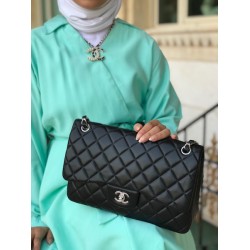 Chanel lambskin L silver